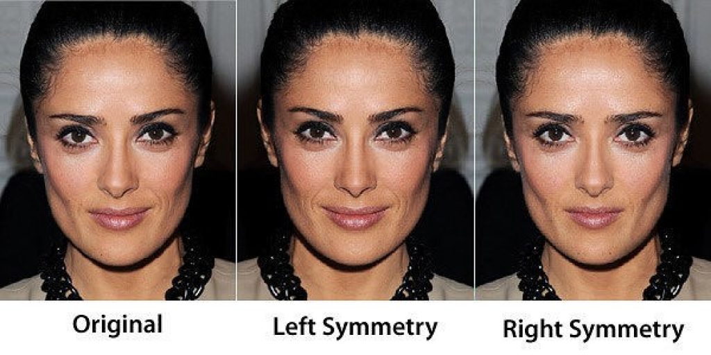 Отражались какое лицо. Сальма Хайек овал лица. Асимметрия лица. Симметричное лицо. Зеркальная симметрия лица.